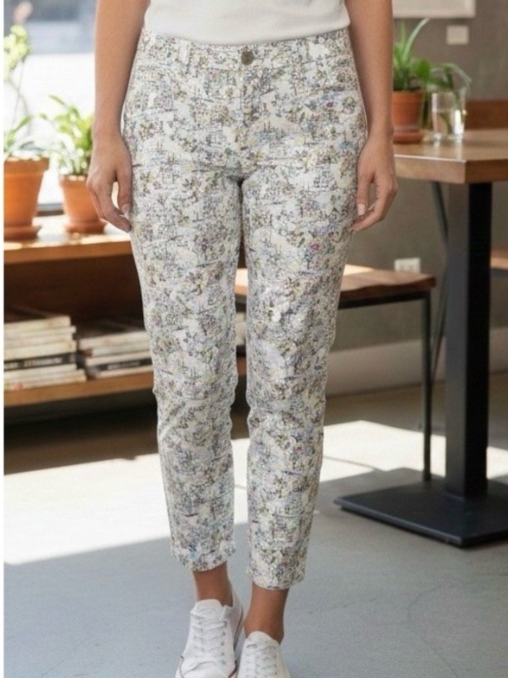 Talbots Coastal Scenic Print Cropped Jeggings – Size 12 – Mediterranean Village